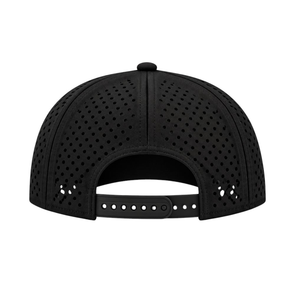 Water Repellent 5 Panel Snapback Golf Hats with Rope - Black/White