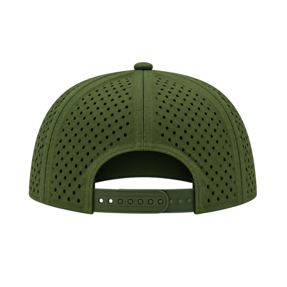 Water Repellent 5 Panel Snapback Golf Hats with Rope - Dark Green/Olive Green