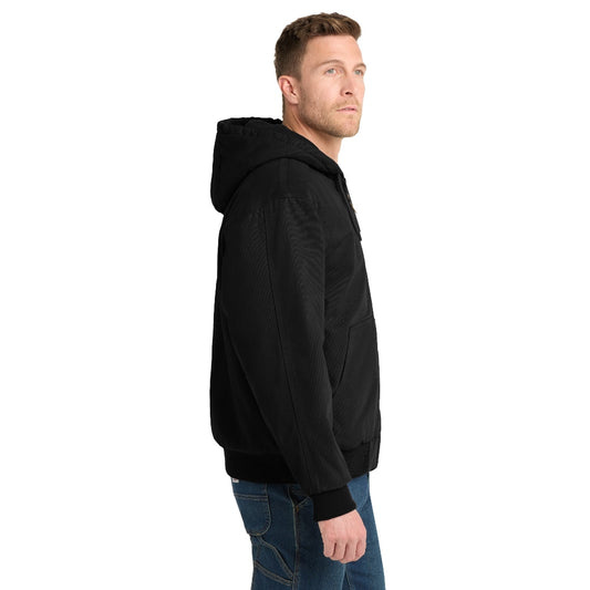 CornerStone® Washed Duck Cloth Insulated Hooded Work Jacket - Black