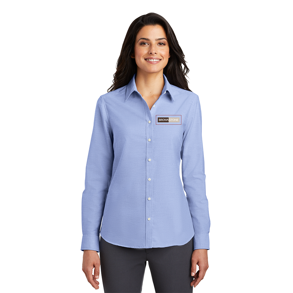 Port Authority® Women's SuperPro™ Oxford Shirt - Oxford Blue