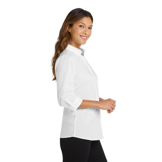 Port Authority® Women's 3/4-Sleeve SuperPro™ Twill Shirt - White