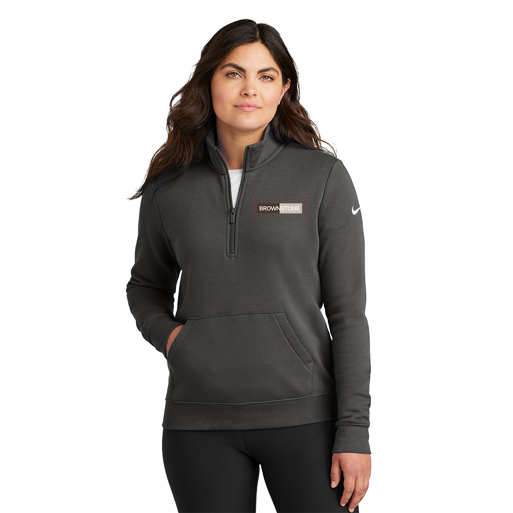 Nike Women's Club Fleece Sleeve Swoosh 1/2-Zip - Anthracite