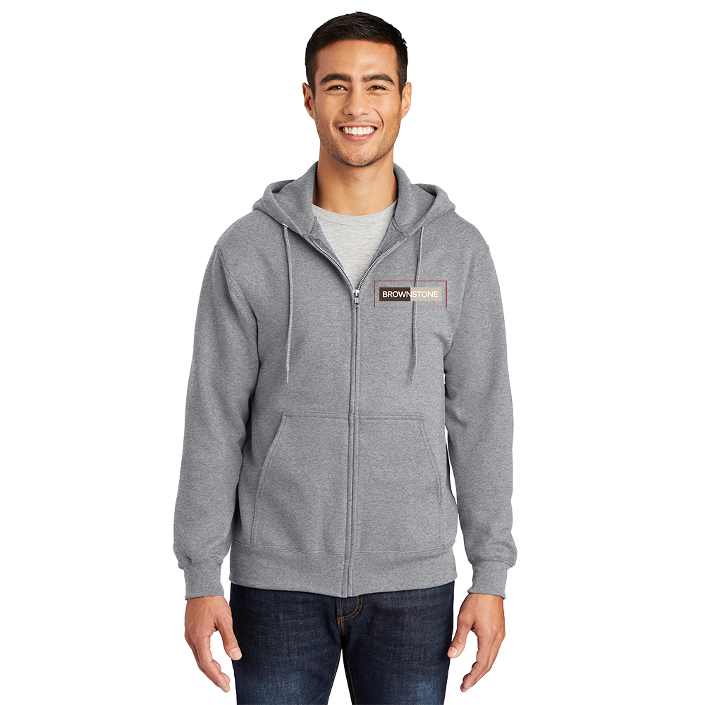 Port & Co™ Essential Fleece Full-Zip Hooded Sweatshirt - Athletic Heather