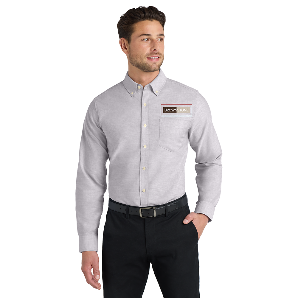 Port Authority® Long Sleeve Carefree Poplin Shirt - Gusty Grey