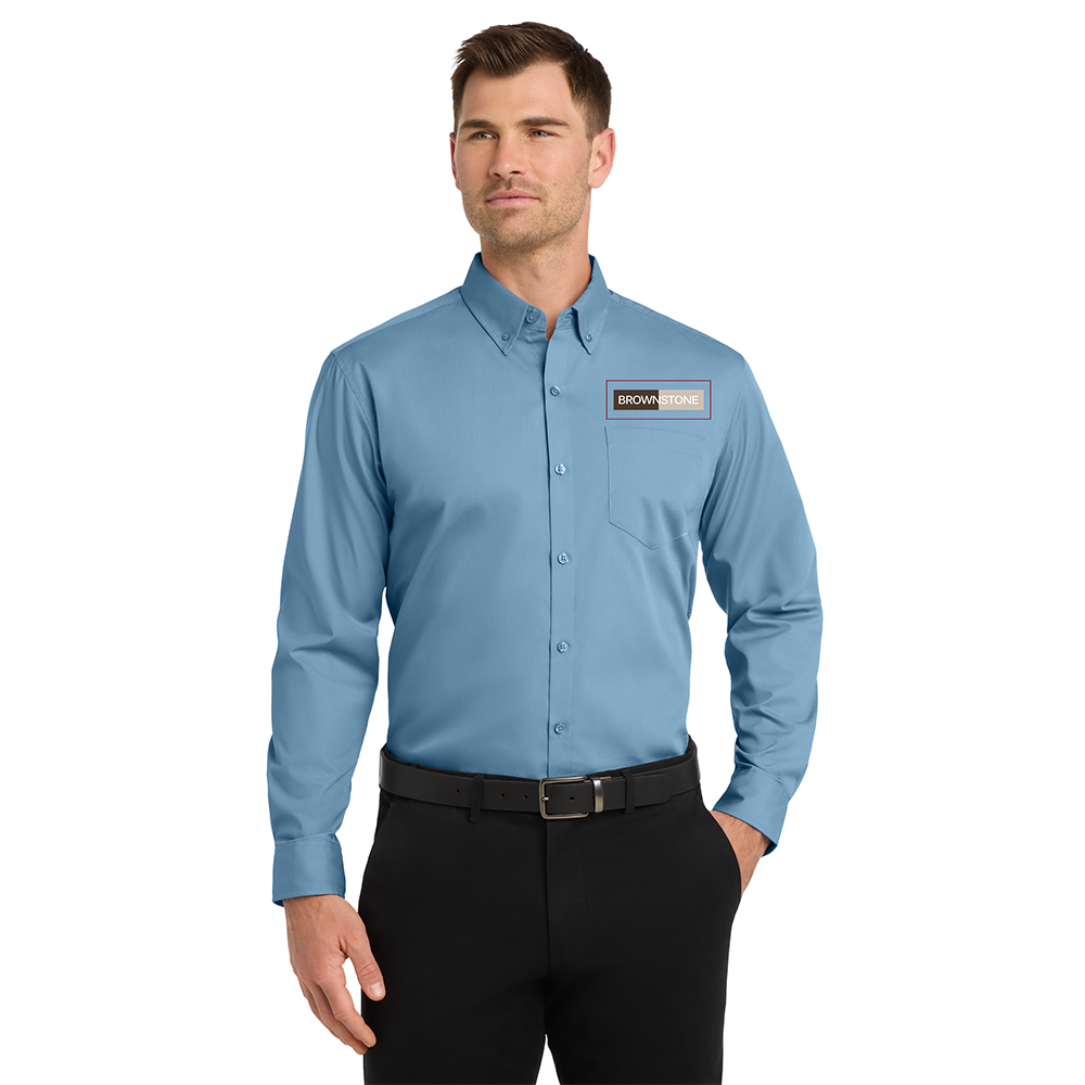 Port Authority® Long Sleeve Carefree Poplin Shirt - Carolina Blue