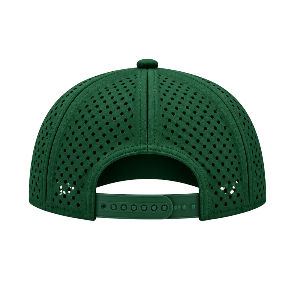 5 Panel Laser Perforated Performance Golf Rope Hat - Green/Green/White