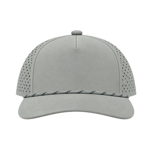 5 Panel Laser Perforated Performance Golf Rope Hat - Grey/Grey/Black