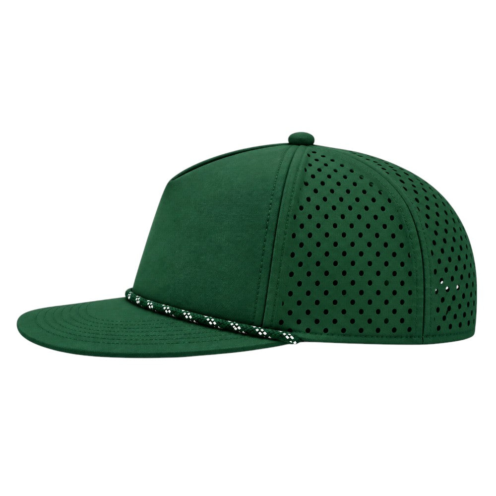 5 Panel Laser Perforated Performance Golf Rope Hat - Green/Green/White