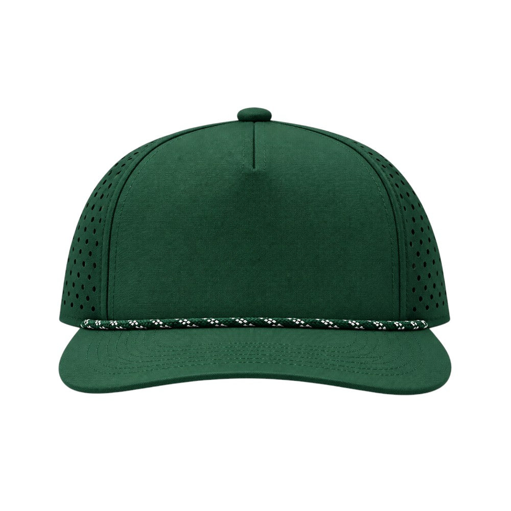 5 Panel Laser Perforated Performance Golf Rope Hat - Green/Green/White