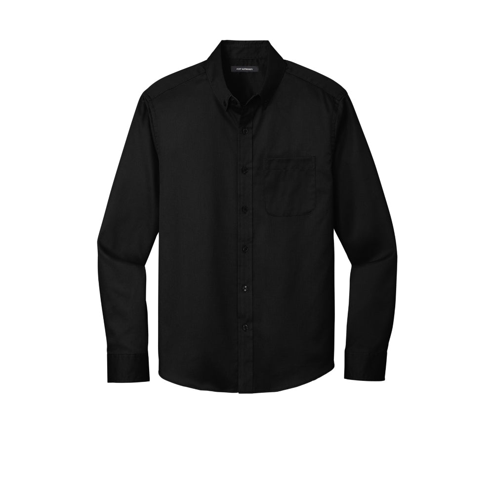 Port Authority® Long Sleeve superPro React™ Twill Shirt - Deep Black