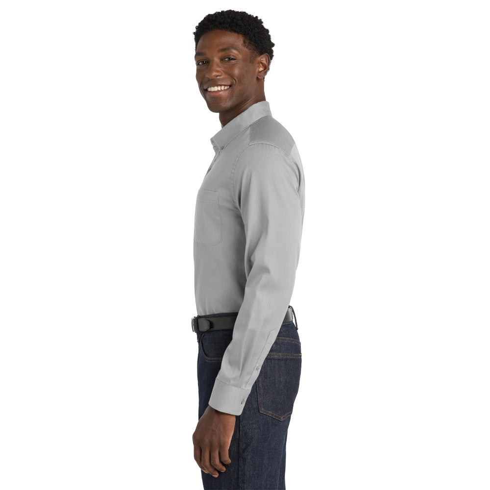 Port Authority® Long Sleeve superPro React™ Twill Shirt - Gusty Grey