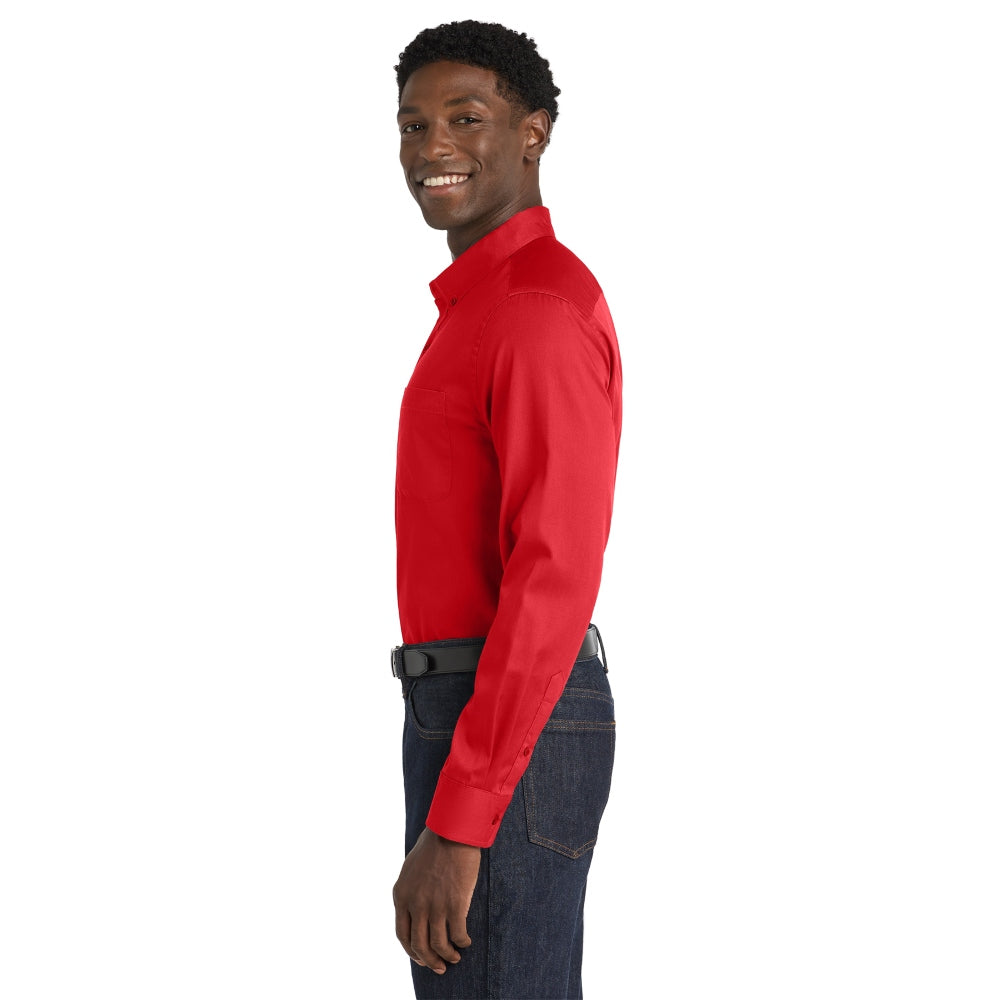 Port Authority® Long Sleeve superPro React™ Twill Shirt - Rich Red