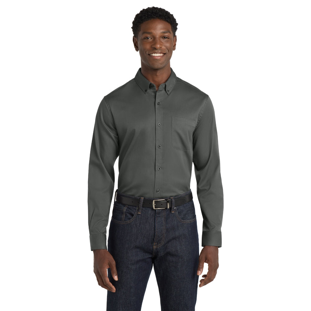 Port Authority® Long Sleeve superPro React™ Twill Shirt - Storm Grey