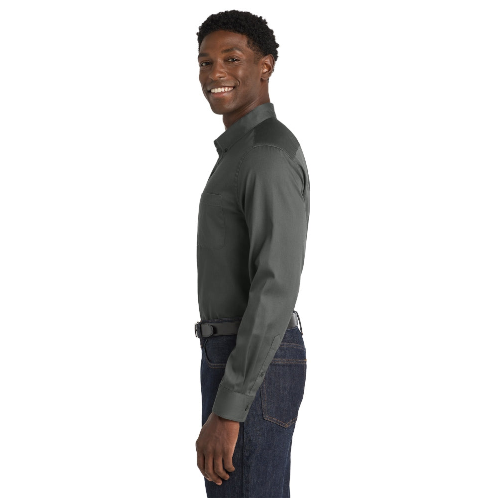Port Authority® Long Sleeve superPro React™ Twill Shirt - Storm Grey