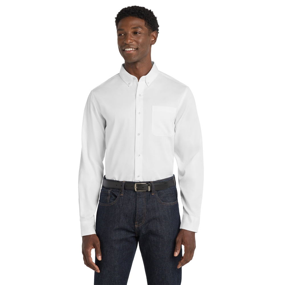 Port Authority® Long Sleeve superPro React™ Twill Shirt - White