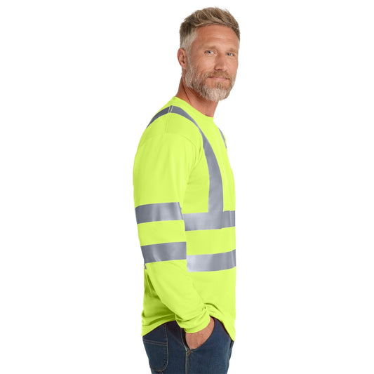 CornerStone® ANSI 107 Class 3 Long Sleeve Snag-Resistant Reflective T-Shirt - Safety Yellow