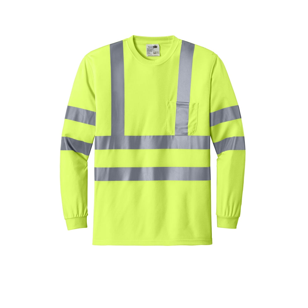 CornerStone® ANSI 107 Class 3 Long Sleeve Snag-Resistant Reflective T-Shirt - Safety Yellow