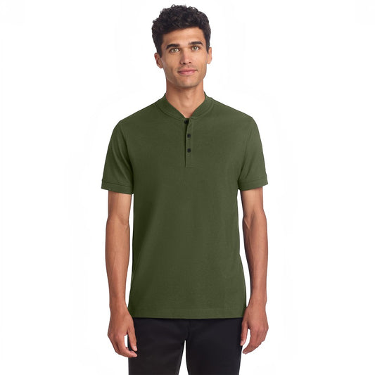 Mercer+Mettle® Stretch Pique Henley - Townsend Green