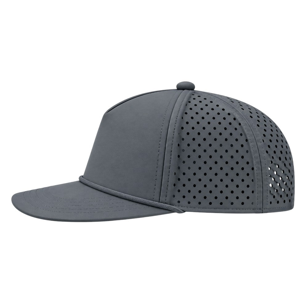 5 Panel Laser Perforated Performance Golf Rope Hat - Charcoal/Charcoal