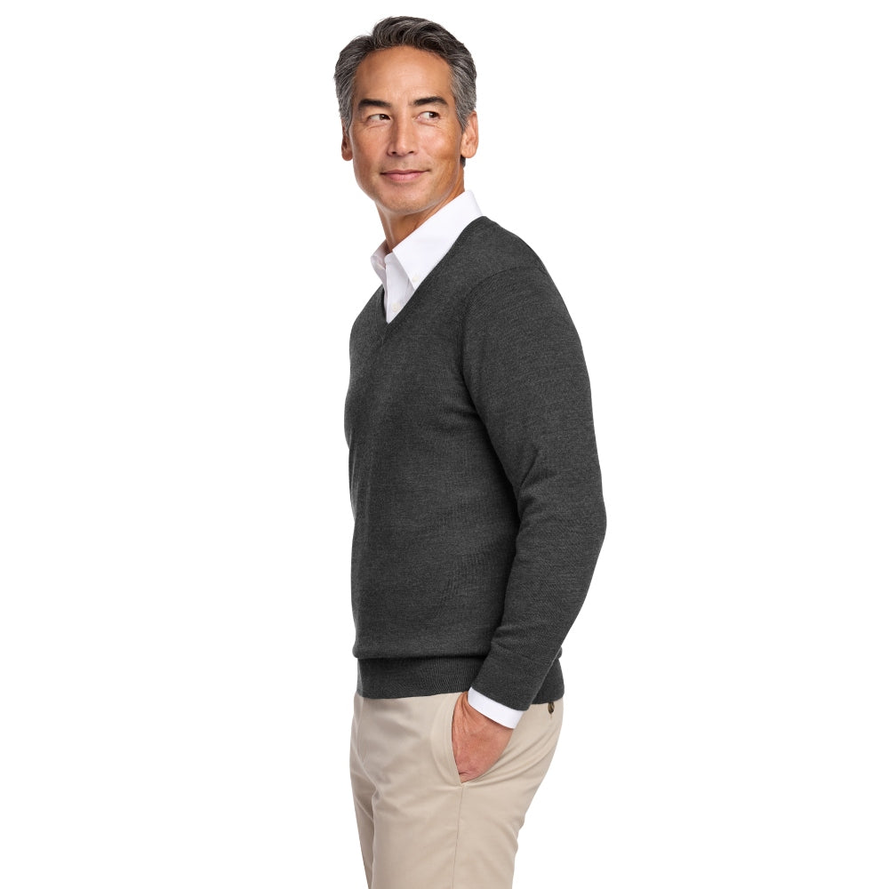 Brooks Brothers® Washable Merino V-Neck Sweater - Windsor Grey Heather