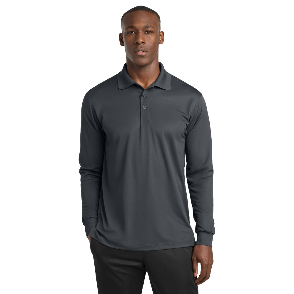 Sport-Tek® Long Sleeve Micropique Sport-Wick®Polo - Iron Grey