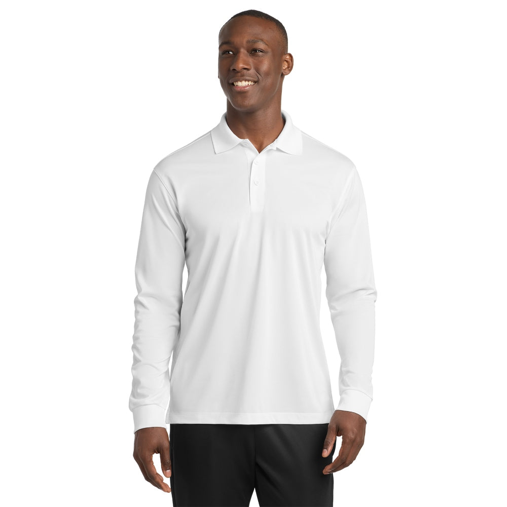 Sport-Tek® Long Sleeve Micropique Sport-Wick®Polo - White