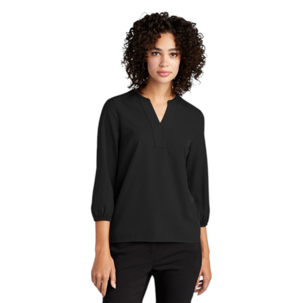 Mercer+Mettle® Women's Stretch Crepe 3/4-Sleeve Blouse - Deep Black