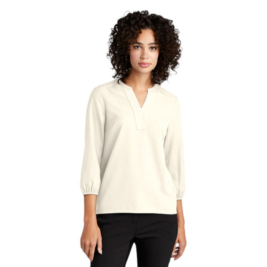 Mercer+Mettle® Women's Stretch Crepe 3/4-Sleeve Blouse - Ivory Chiffon