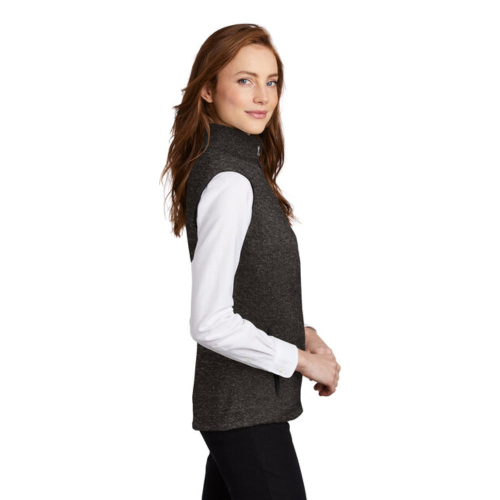 Port Authority® Women's Sweater Fleece Vest - Black Heather