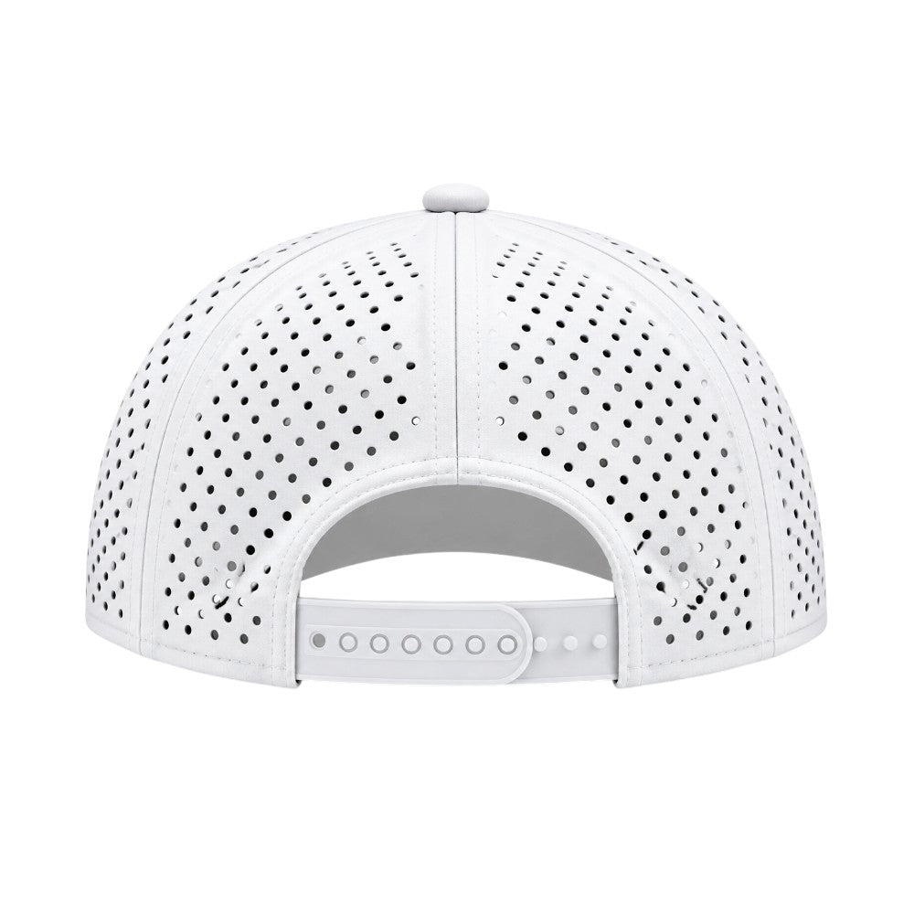 5 Panel Laser Perforated Performance Golf Rope Hat - White/Black/White