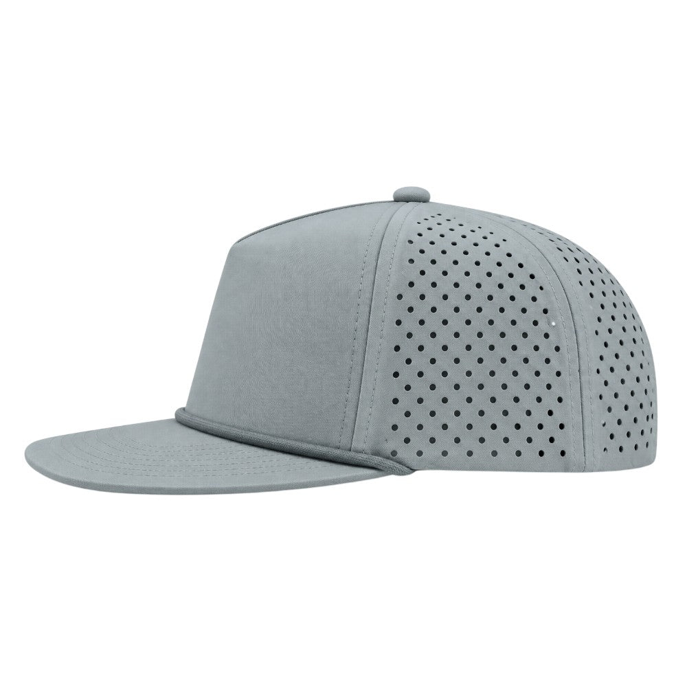 Water Repellent 5 Panel Snapback Golf Hats with Rope - Grey/Grey