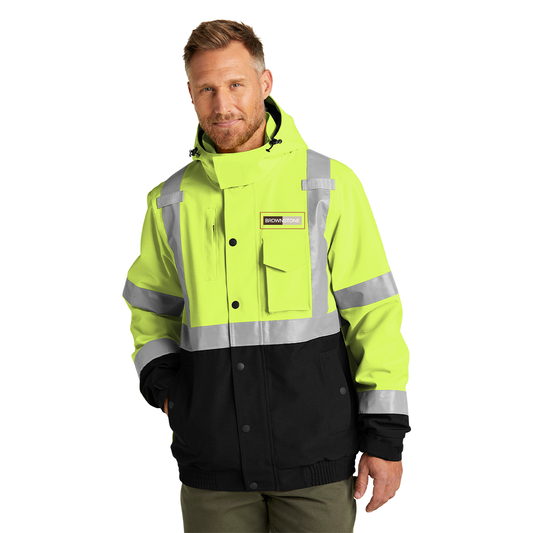 CornerStone® ANSI 107 Class 3 Waterproof Insulated Ripstop Bomber Jacket - Safety Yellow