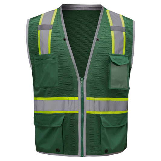 GSS Safety Vest 1712 Enhanced Visibility Hype-Heavy Duty Safety Vest - Dark Green