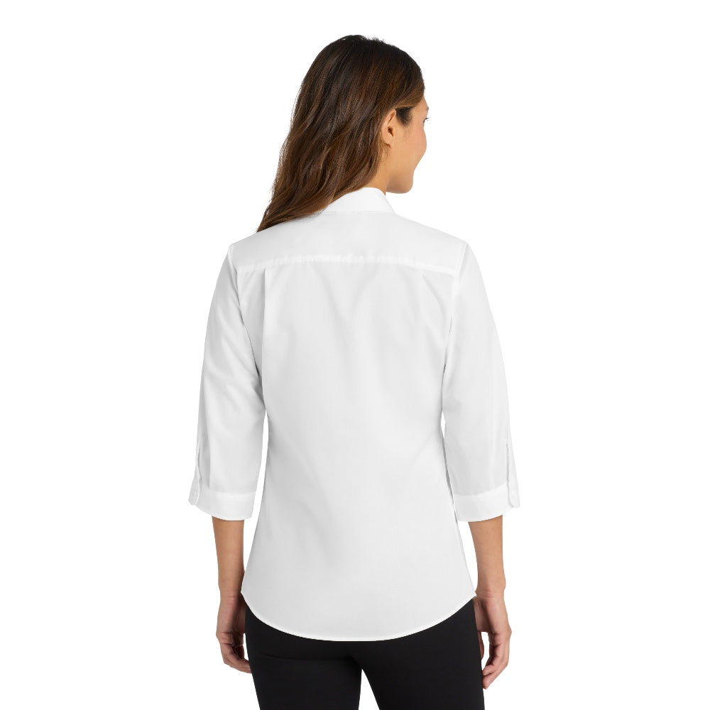 Port Authority® Women's 3/4-Sleeve SuperPro™ Twill Shirt - White
