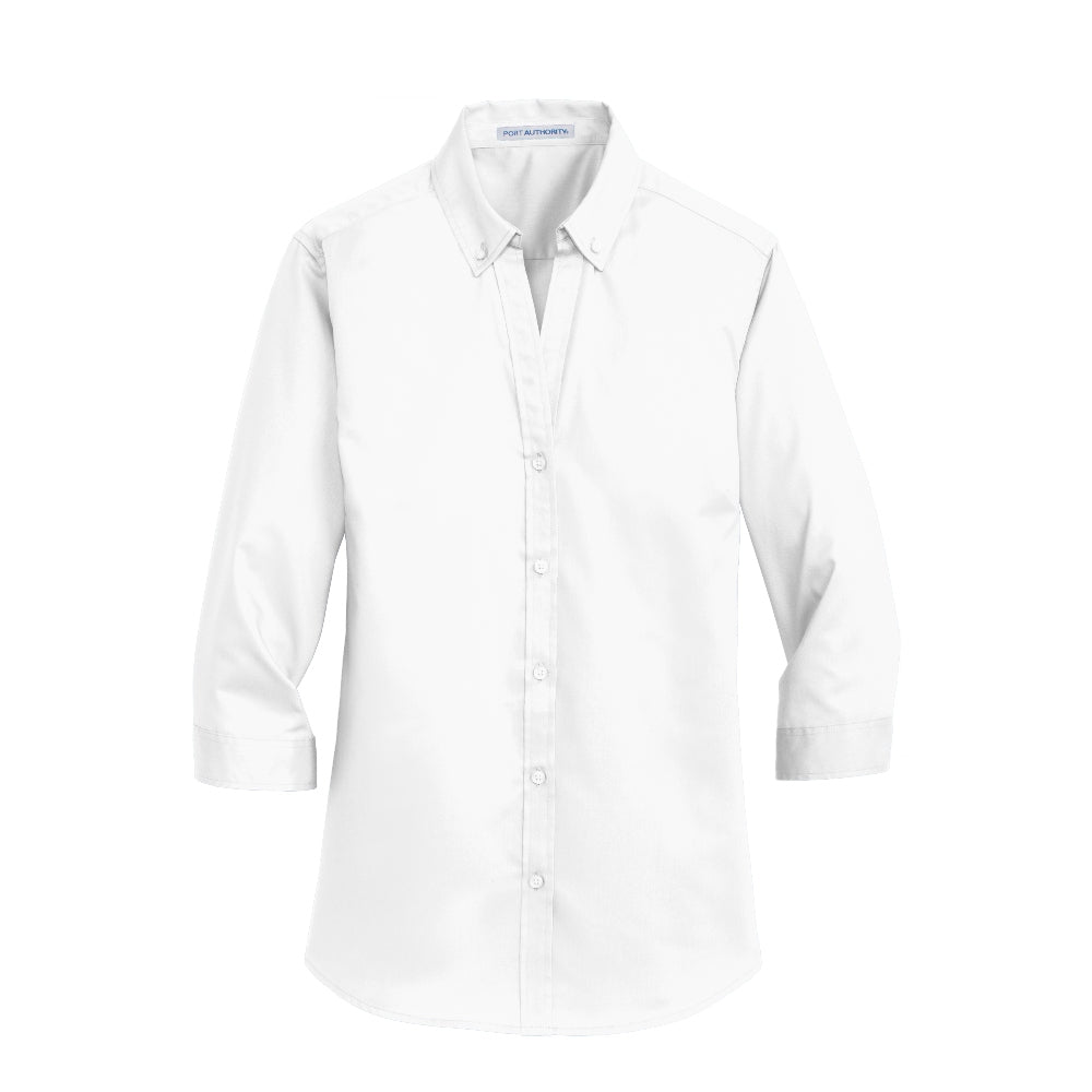 Port Authority® Women's 3/4-Sleeve SuperPro™ Twill Shirt - White