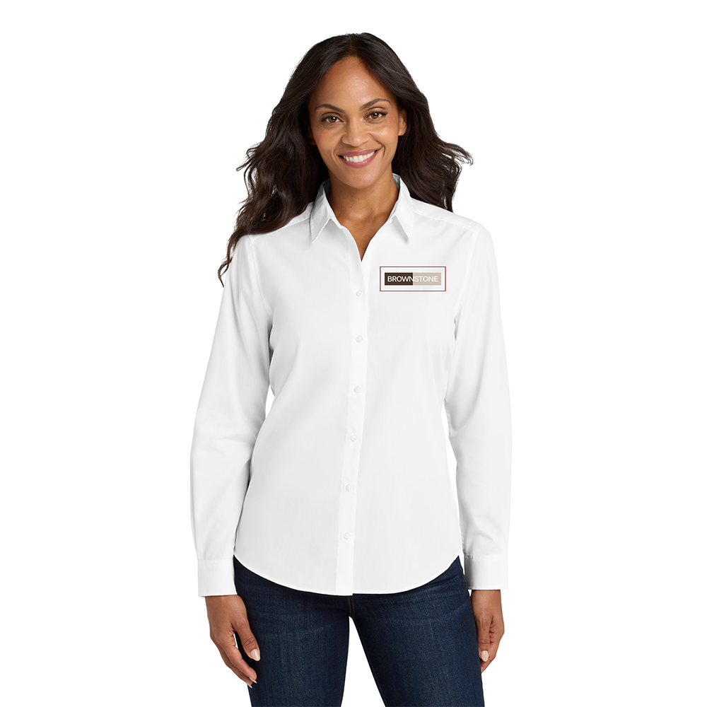 Port Authority® Women's Long Sleeve Carefree Poplin Shirt - White
