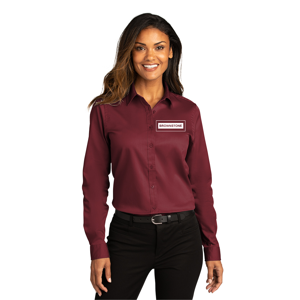 Port Authority® Women's Long Sleeve SuperPro React ™ - Burgundy