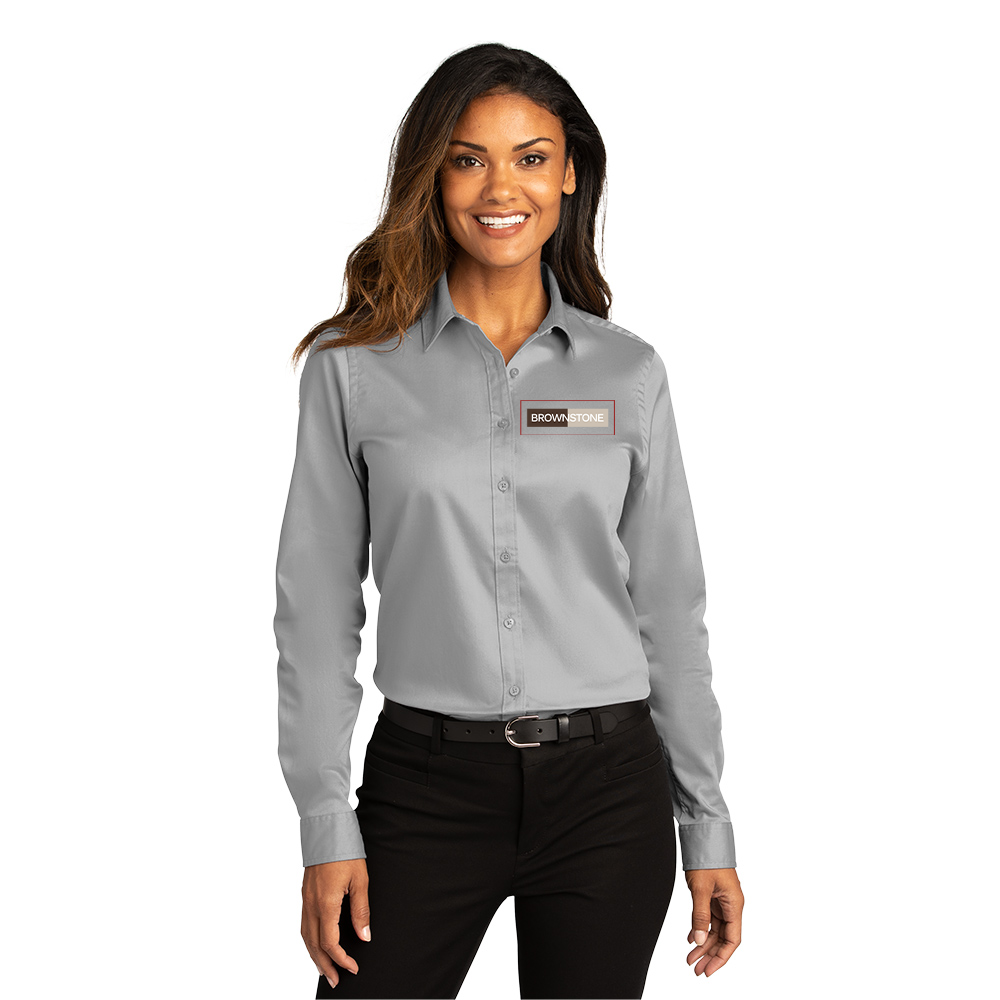 Port Authority® Women's Long Sleeve SuperPro React ™ - Gusty Grey