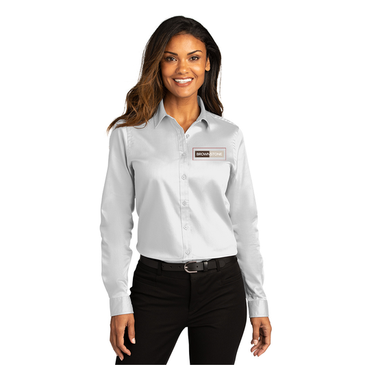 Port Authority® Women's Long Sleeve SuperPro React ™ - White