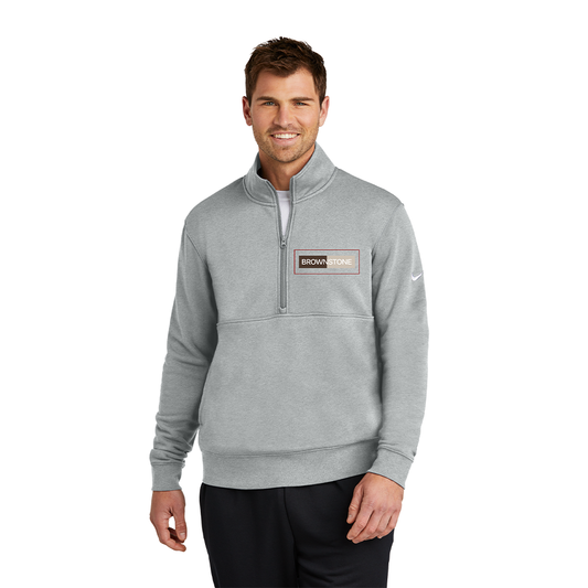 Nike Club Fleece Sleeve Swoosh 1/2-Zip - Grey Heather