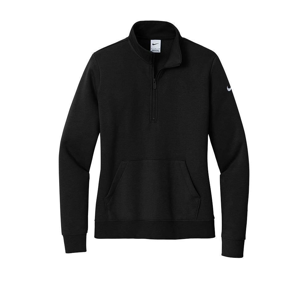 Nike Women's Club Fleece Sleeve Swoosh 1/2-Zip - Black