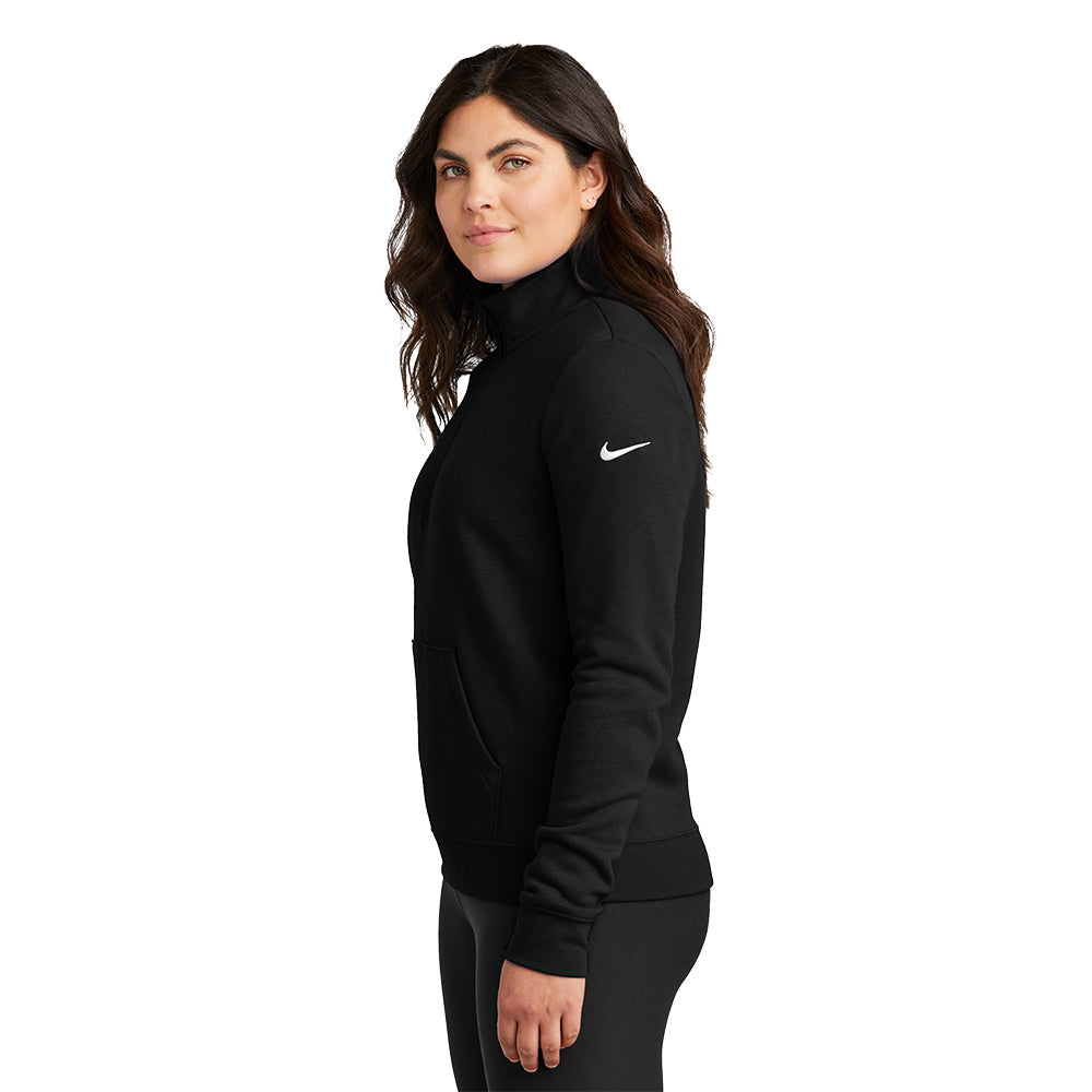 Nike Women's Club Fleece Sleeve Swoosh 1/2-Zip - Black