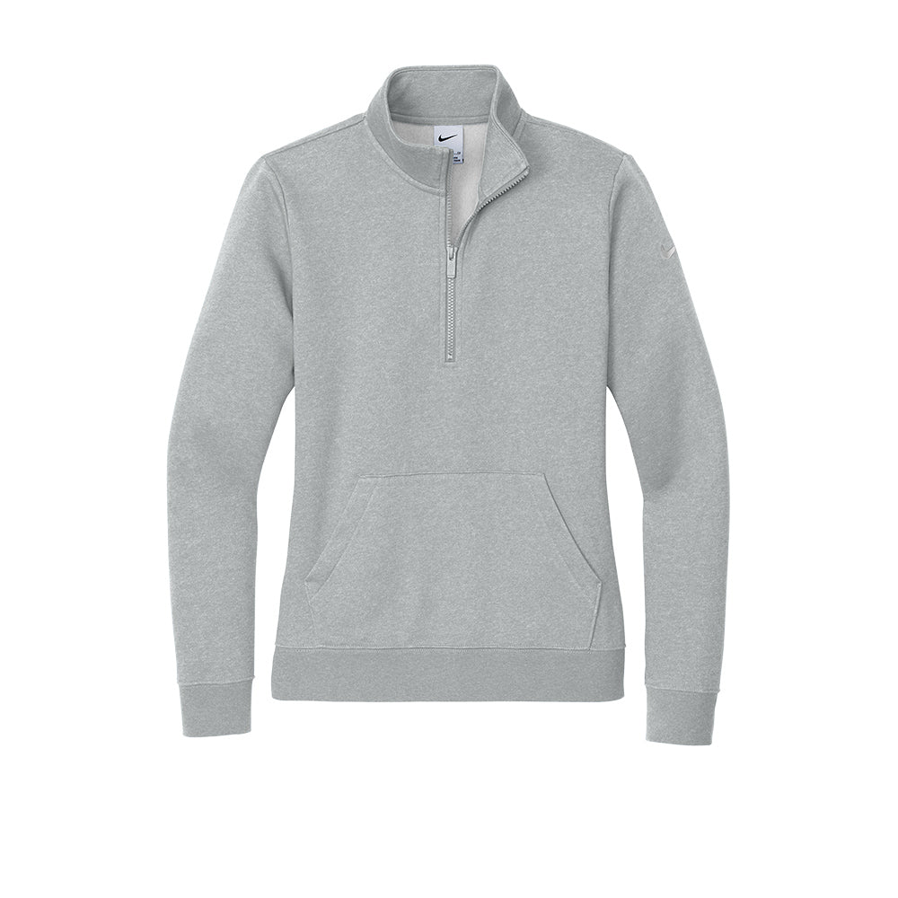 Nike Women's Club Fleece Sleeve Swoosh 1/2-Zip - Dark Grey Heather