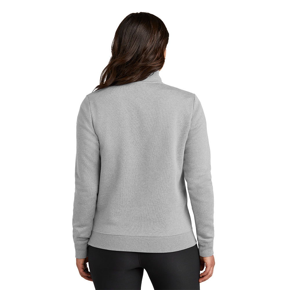 Nike Women's Club Fleece Sleeve Swoosh 1/2-Zip - Dark Grey Heather
