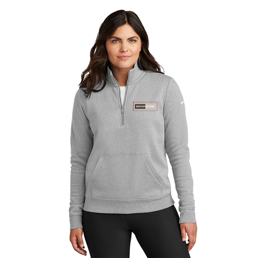 Nike Women's Club Fleece Sleeve Swoosh 1/2-Zip - Dark Grey