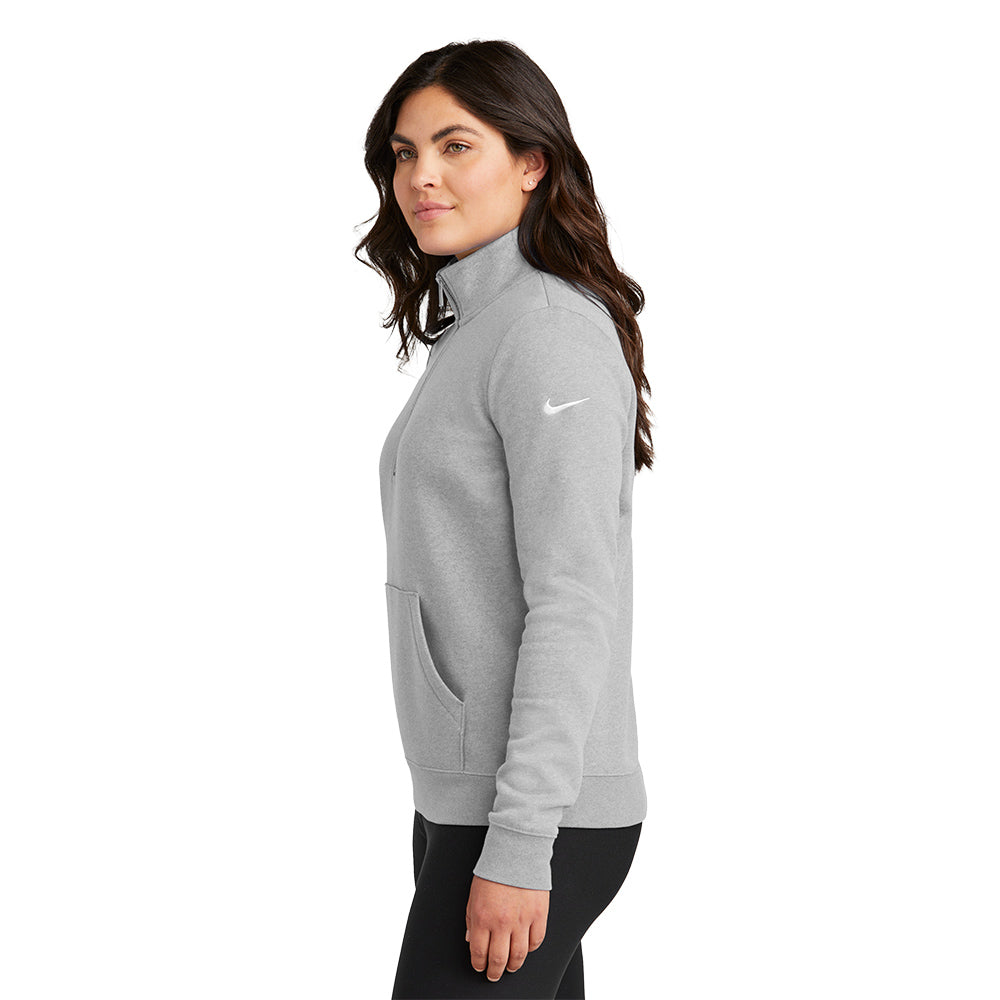 Nike Women's Club Fleece Sleeve Swoosh 1/2-Zip - Dark Grey Heather