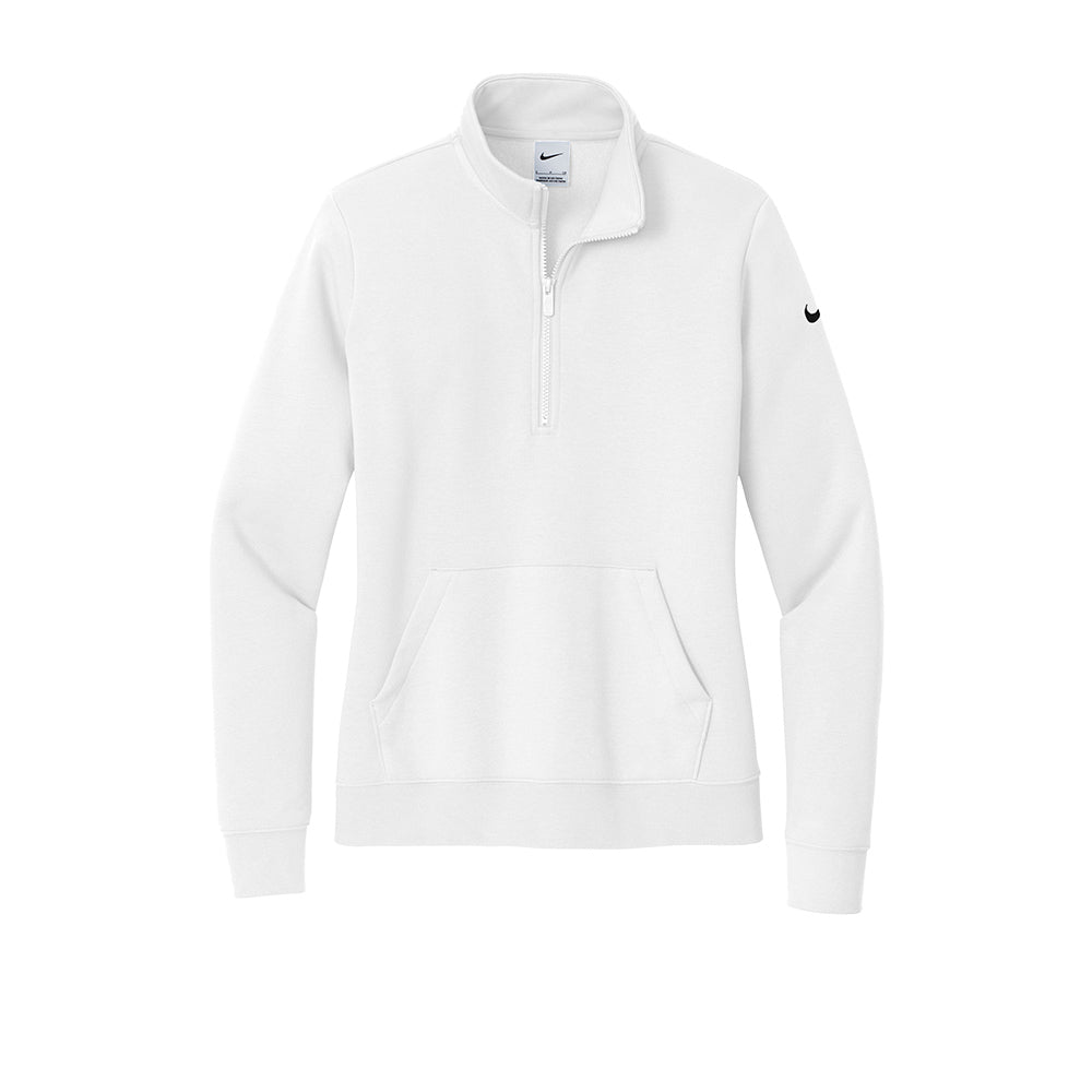 Nike Women's Club Fleece Sleeve Swoosh 1/2-Zip - White