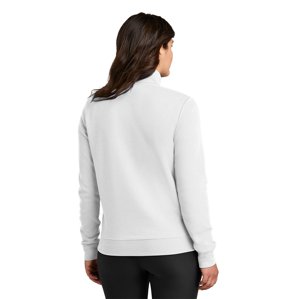 Nike Women's Club Fleece Sleeve Swoosh 1/2-Zip - White