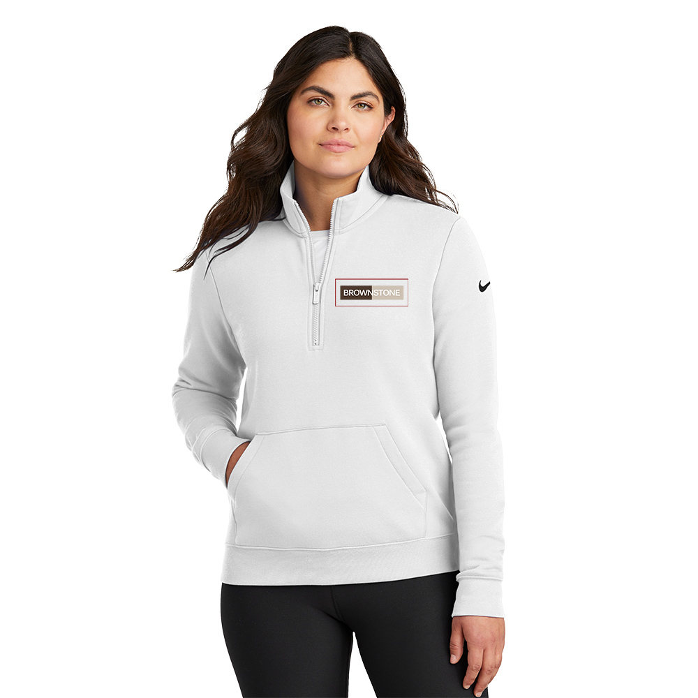 Nike Women's Club Fleece Sleeve Swoosh 1/2-Zip - White