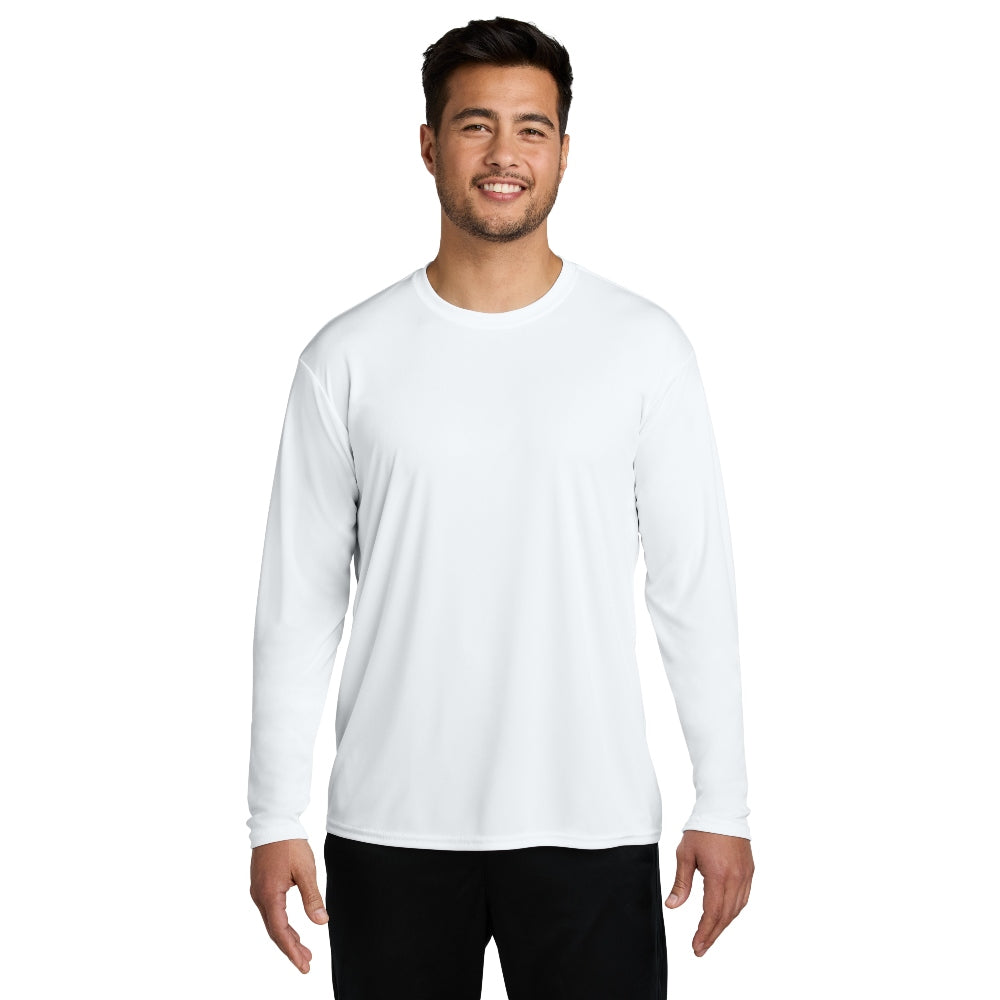Port & Co™ Long Sleeve Performance Tee - White